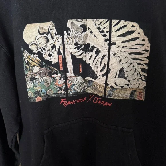 New Franchise LA FRANCHISE X JAPAN Fishman w Skeleton Hoodie Black USA Made Sz S - Picture 2 of 6